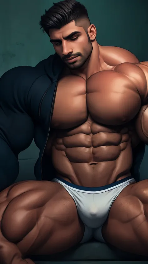 A muscular strong indian daddy man sucking his hqiry boyfriend chest