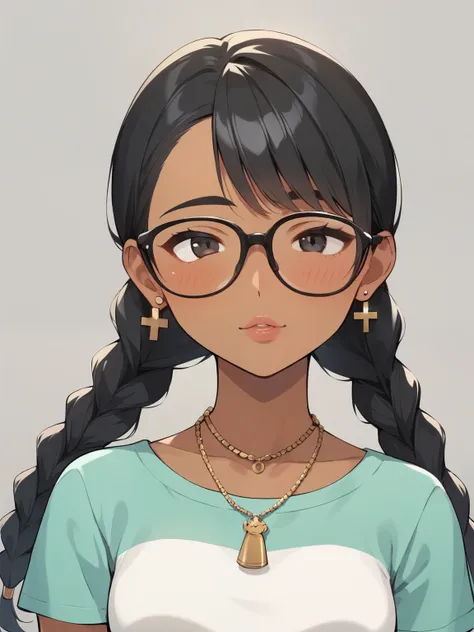  score_9, score_8_up, score_7_up,  source_ anime，safe，nsfw， uncensored， alone,  woman 1 person， Human Appearance ， black hair ,  braids，giant dragonfly style , wearing glasses，blush， Sexy Body ，Indian high school girl，Wear a saree，cassava， Onam Saree， dark...