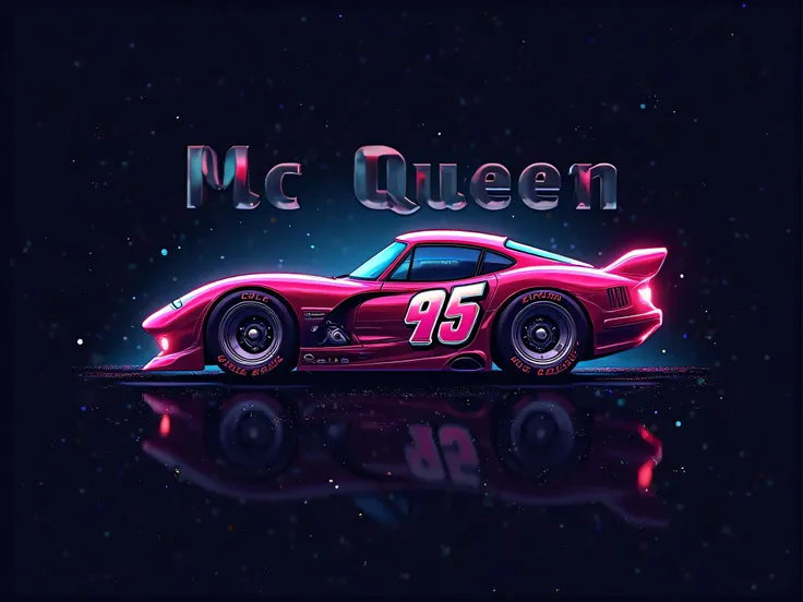  Detailed logo design for  "McQueen" with the image of a car , inspired by a cartoon "Cars ". At the top, the text is highlighted in elegant bold "McQueen Shop". It says  "Alpha & MEPH  & HASH",  impression that gives the design an impeccable professional ...