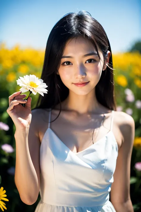 (8k, highly quality, A highly detailed explanation: 1.4),
an British beauty. She has a face similar to that of a Japanese person and is incredibly cute.
(idol cute, shy smile, slender body, Sunburn marks, Natural Skin, cute face, her hair is in wavey, solo...