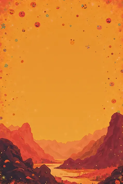 warm palette, blank text, mongolian lunar year 2025 mini emojis hiding in background high faded event poster