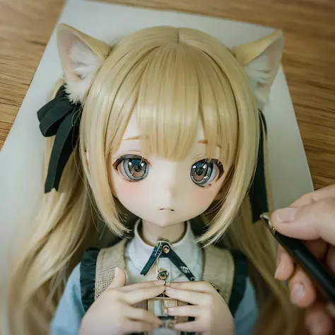                     school uniform 、                              Shiba Inu girl seen from behind、            chibi、             cute 、3D pencil drawing                   ((((Use human fingers to fiddle with chest))))Touch with your fingers