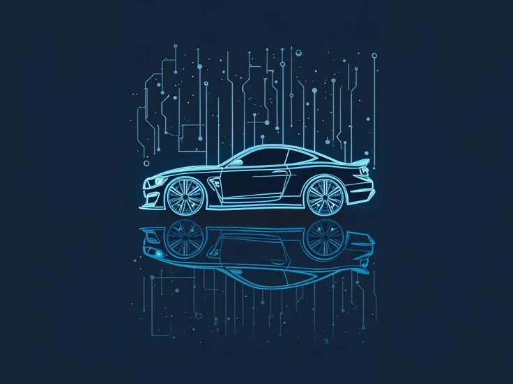 a. Integrated Circuit + Car Silhouette
Car Silhouette: Black or navy blue (For example, side view).

Electronic Details: Add services such as microchip patterns, Add circuit paths or signal waves (Draw a car shape in electric blue).

text : Your business n...