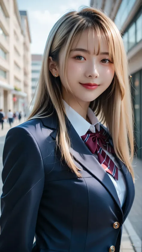 score_9, score_8_up, score_7_up, super detailed, BREAK Complete Anatomy , 32K, masterpiece , TOP QUALITY, super high definition , beautiful face and eye details , beautiful Japanese woman , blonde hair, invalid,smile, steam, school uniform, bla...