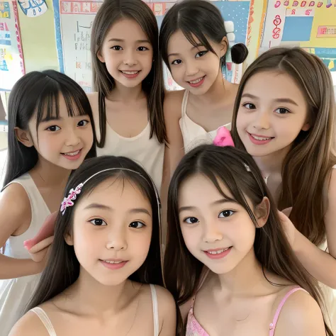 (Completely naked下着姿)、((Super cute and popular idol、Four super cute, tiny elementary school girls in one photo))、(masterpiece).A perfect, beautiful, lovely, captivating 's smile、((5 small high-definition whole body photos of 4 people in 1))、((Short Hai...