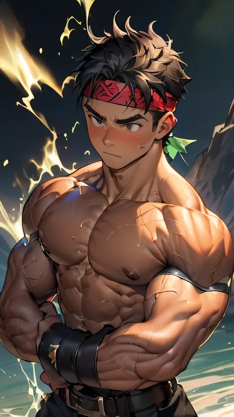 (((masterpiece, best quality, dynamic angle, dynamic pose:1.2, acrobatic pose:1.2))), (((((Black Background, Dark night, (Depth of field:1.2), steam, arched back, upper body, relax, uppercut, arched back, Standing in honor, Fist bump, reaching out, one han...