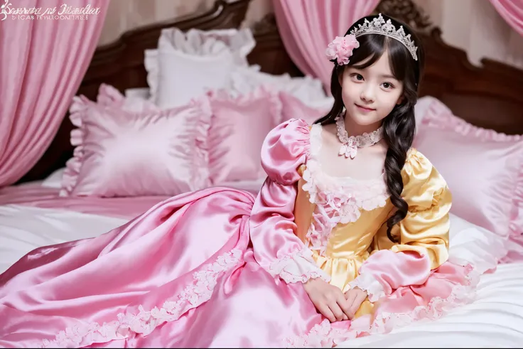 A composition that reflects the entire bed,,highest quality, masterpiece, highest resolution, artwork, super それにget used to it, many get used to it, get used to it, それにget used to it, 3k realistic pictures,,((short body height:1.0)),((twelve yaers old girl...