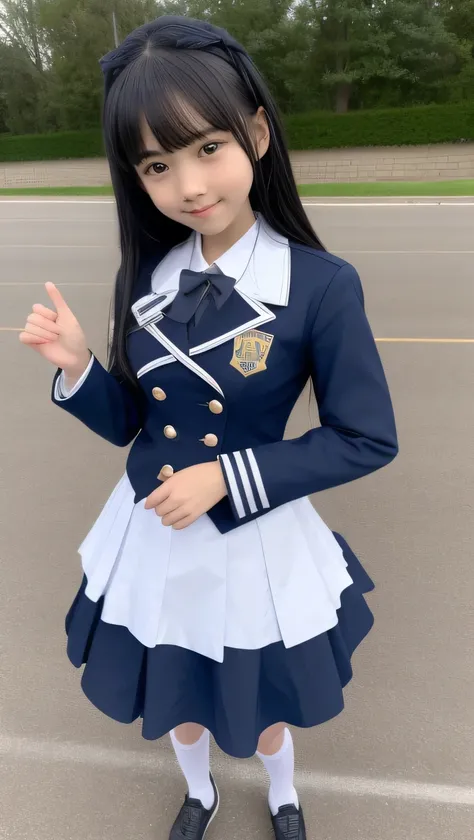 TOP QUALITY、 natural depiction、high definition、 exhaustive、delicate、Very high degree of perfection 、 beautiful,Girls are in middle school１Grade、 black hair、cute girl eyes、BEST PROPORTION、small breasts、Looks like Daidouji Tomoyo、I'm wearing a marching band ...