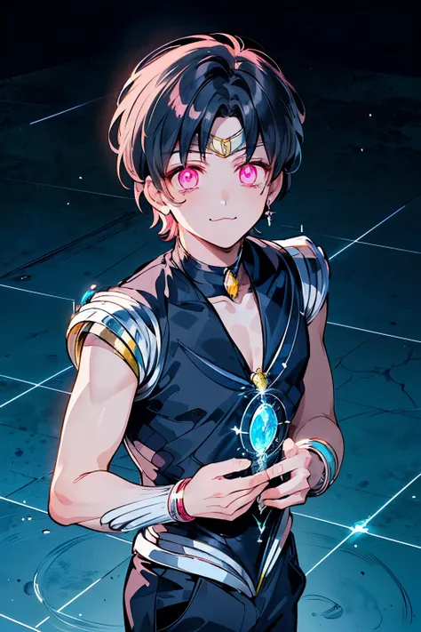 ((1-boy :1.2)),((handsome:1.2)),((adult male:1.15)),((Alone:1.1)),short hair,(straight hair:1.15),black hair,((Passion pink eyes:1.25)),skinny body,((sailormoon:1.2)),((sailormoon concept:1.3)),((eerily glowing eyes:1.3)),((A filled with pleasure:1.1)),((e...