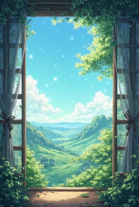 Generate a view through window like anime