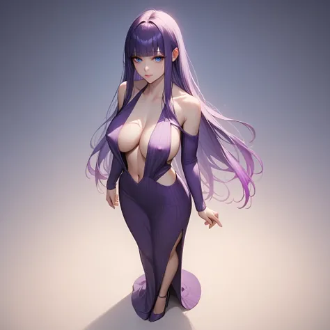 ((pastel red purple hair, gradient hair ), best quality 、 Masterpiece、( professional lighting )、  surreal、 ,(erect nipples:0.2), Charming、 slender supermodel 、 one adult female , ( (full body, (Head-to-toe shot:1.4), full body shot, from front, from above)...