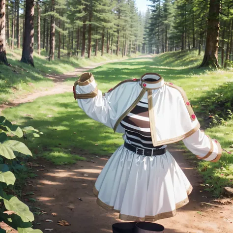 1girl, (invisible:1.5, no humans:1.5, headless:1.5, faceless:1.5), aafrie, white capelet, striped shirt, long sleeves, belt, white skirt, black pantyhose, (close-up shot of breasts), (8k, RAW photo, best quality, masterpiece:1.2), (realistic, photo-realist...