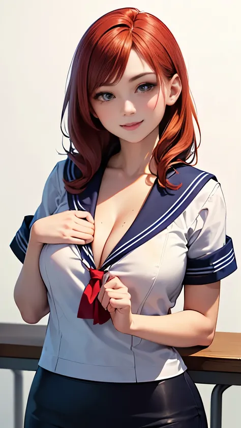 (highest quality, 8K, 32k, masterpiece, nffsw:1.2), (RAW photo), (realistic), (Photoreal:1.2), (High resolution), Super detailedな, very beautiful face and eyes, 1 girl,  round and small face, big breasts thin waist、(((small breasts)))、(((white wall backgro...