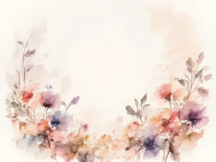 earthless background、watercolor, flower, leaf, high contrast, mute, open middle margin、 logo、企業用 logo、posters、High resolution template, TOP QUALITY, detail, pink