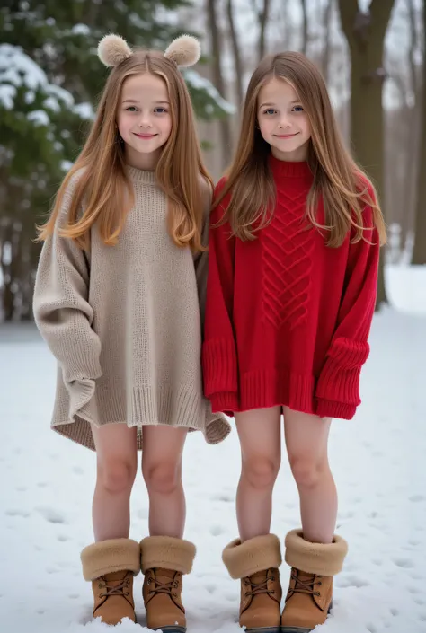 Deux jolies filles slovaques, semblent avoir 12 ans , avec des visages de princesse mignons, corps extrêmement minces et maigres, beaux sourires heureux, photo ultra réaliste, cheveux très longs, portant des justaucorps moulants , buvant du chocolat chaud...