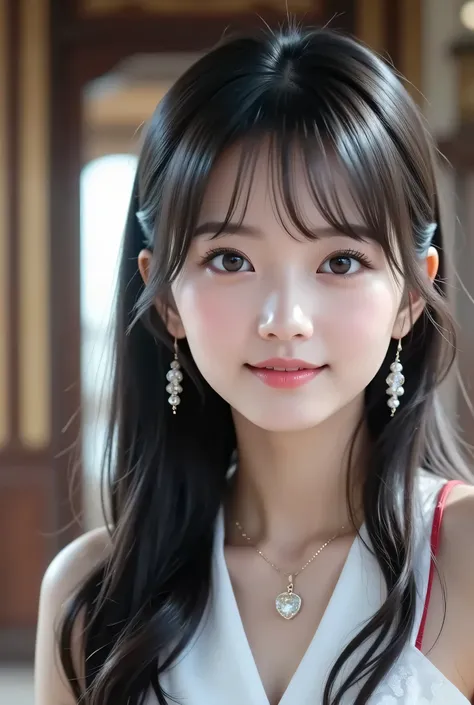( masterpiece:1.2, top quality made of straw ), ,{{ young woman alone:18age:smile}} ,{{ large double eyelids: mascara: teardrop bags}},(, , , open legs :1.7),break,
,frills:1.4),break,( sitting, flashy earrings, necress ,, small breasts , Che...