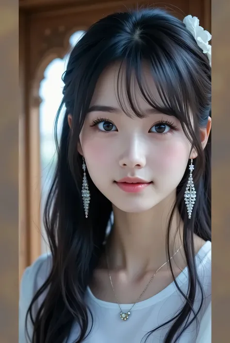 ( masterpiece:1.2, top quality made of straw ), ,{{ young woman alone:18age:smile}} ,{{ large double eyelids: mascara: teardrop bags}},(, , , open legs :1.7),break,
,frills:1.4),break,( sitting, flashy earrings, necress ,, small breasts , Che...