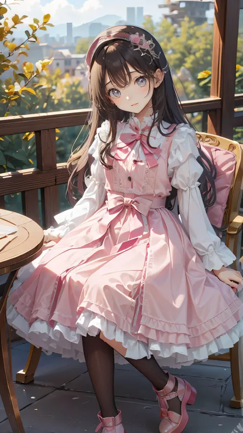 ( TOP QUALITY,4K, high definition, masterpiece:1.2), very well detailed, exists:1.37,,(full body, I can see your feet and shoes : 1.2),、(( pink dress in one hand )), super existing photo of a girl in a majestic light pink and gold ballroom dress, Big...
