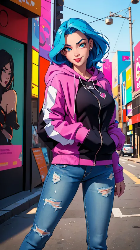 Avant-garde pop art, (((Standing in the city))), amazing, best quality, vector art, stylish design, ((The most beautiful girl ever)), (((Best quality))), HDR, ((Details)), ((Masterpiece)), ((Super detailed)), ((Looking sideways, looking at the camera over ...