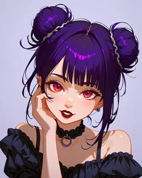 (gothic women), 21 years old, fall on my face, Best quality, score_9, score_8_up, score_7_up, textured skin 1.8, hair in a messy bun