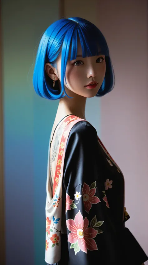style retro classic, master piece:1.5、(minimal art, line drawing), illustrated anime, upper body, eye focus, (eyes looking off to the side), shiny skin, cartoonish character design。1 girl, alone,big eyes,Cute expression,1 bun,yellow loose sweater,hand,avat...