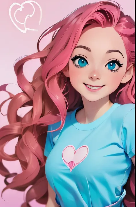 anime girl with heart shaped hair and pink blouse, an anime drawing inspired by loish, pixiv, fantasy art, kawaii realistic portrait, pink girl, cute kawaii girl, cute anime girl, anime girl, cute art style, cute detailed digital art, soft anime illustrati...