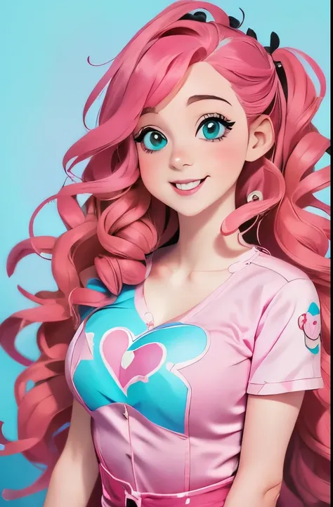 anime girl with heart shaped hair and pink blouse, an anime drawing inspired by loish, pixiv, fantasy art, kawaii realistic portrait, pink girl, cute kawaii girl, cute anime girl, anime girl, cute art style, cute detailed digital art, soft anime illustrati...