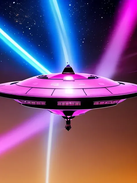 a close up of a pink alien spaceship flying through the sky, ufo aliens, flying saucers, of a ufo propulsion system, ufology, ufos, ufo attack, alien mothership in the sky, ufo landing, ufo abduction, ufo lighting, alien mothership, alien abduction, ufos i...