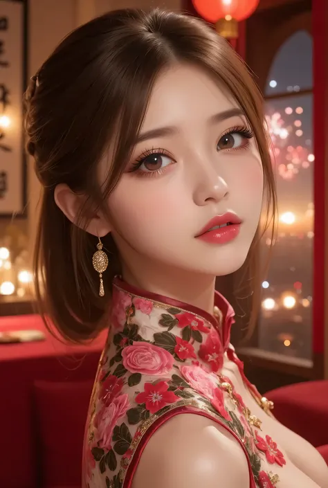 Cat ears、 face up、((( Lying in Bed))) attractive, pretty girl, ponytail、 (( fine facial features , eroticism)), dramatic lighting , realistic , 8k, Dramatic Shadows , intricate and elaborate patterns , super detailed photo ...