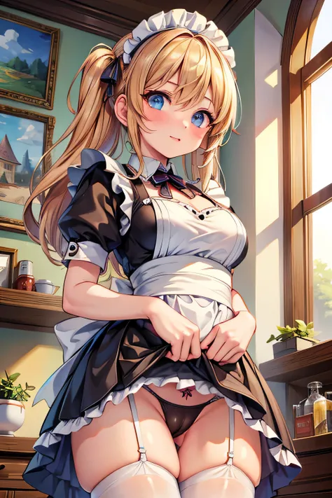 ((best quality)), ((masterpiece)), (detailed), 1girl, cute,maid,cameltoe