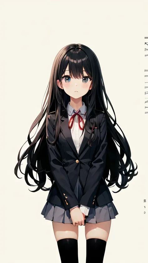 high school girl、uniform、 black hair、long hair