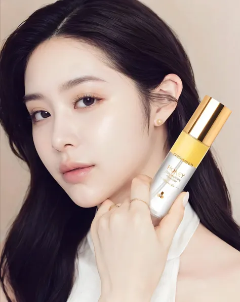 ((( Korean Woman wearing a portrait of a woman with a portrait of a woman: 1.5))), ((Smile: 1.2), ((Long eyelashes : 1.5)), cute Korean face , Li Zhien, Lee Ji-eun, Bae Suzy, from me, Pintang , Gongbi, Skincare brand photo , Clean face and body skin ,...