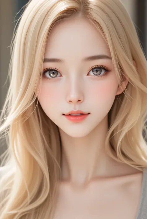 (super cute young face:1.3),
(sparkling clear attractive large glowing eyes:1.3), (japanese idol face:1.5),very beautiful cute girl,(baby face:1.4),exquisite smooth and silky long blonde straight hair,fair skin,(happy cheerful smile),professional photograg...