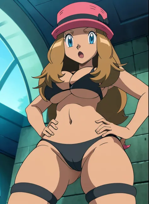 serena (Pokemon XY) Sexy in a black bikini, big boobs, thick thighs 