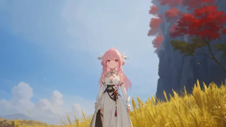 high quality, very detailed, 4k, pink hair, pink eyes