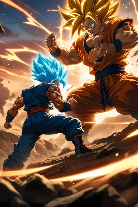 Goku uses SSJ Blue and fights with his son 