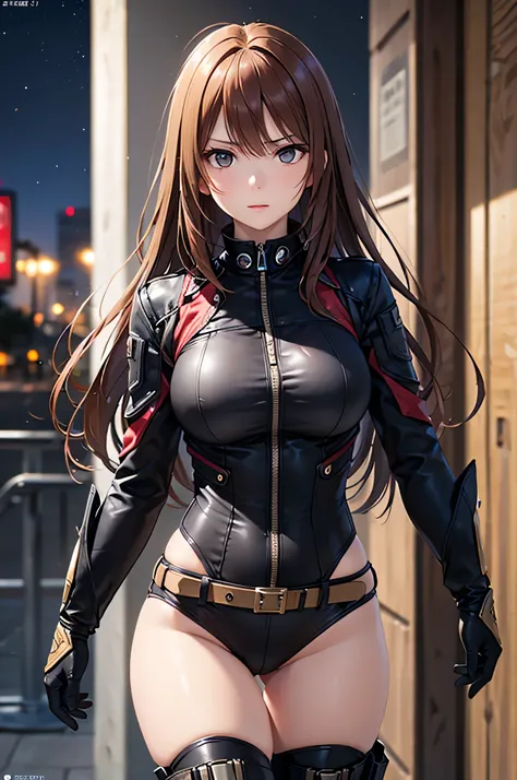 adult woman,  alone,  sexy, 8k resolution,((Highest quality)), Ultra High Definition, (Glaring expression), ( black eyes), beautiful symmetrical face , ( long red hair),Combat vest, Combat Suit , tactical belt,realistic:1.4,realistic:1.4,(masterpiece:1.2),...