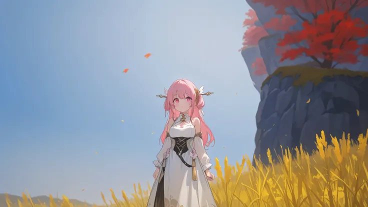 high quality, very detailed, 4k, pink hair, pink eyes