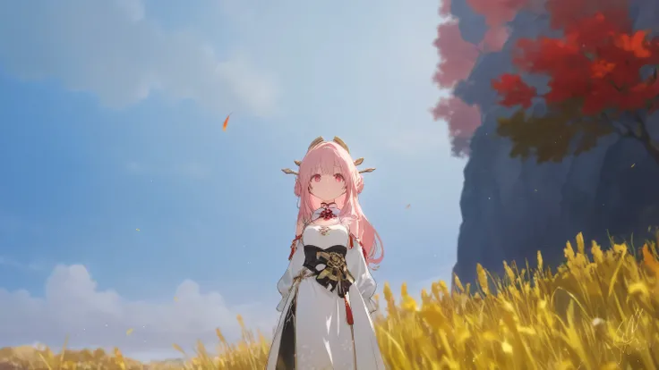 high quality, very detailed, 4k, pink hair, pink eyes