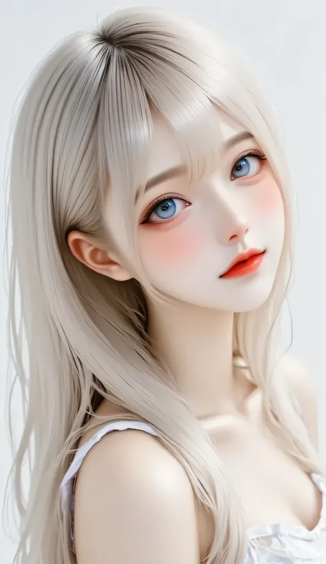 masterpiece, top quality, amazing quality, very beautiful, high resolution, very detailed, absurd, latest, (1 girl, solo, long straight hair, with bangs, gray hair, blue eyes, half eyes, orgasmic face, looking at viewer, curvy body, lips, erect nipples, oi...