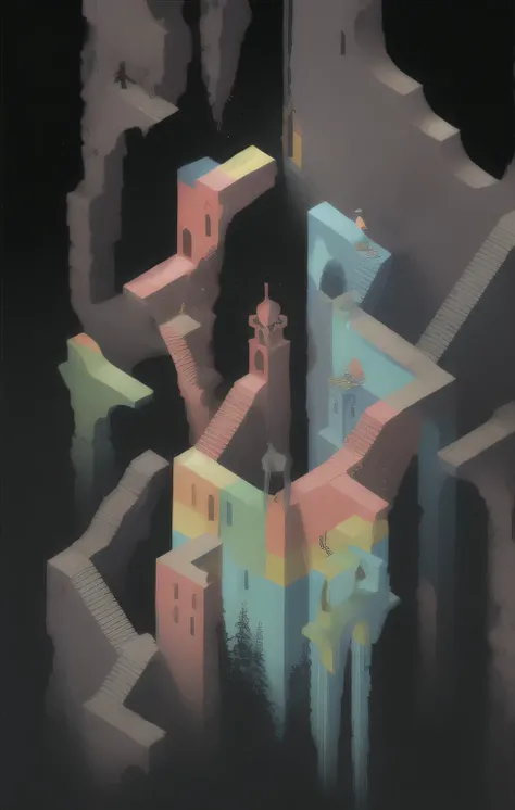 in, top quality,  masterpiece、Monument Valley、 in the cave、rainbow tower