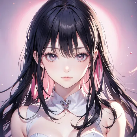  flowing dark haired girl,Silence,fantasy,  negative ,The voice of the voice of the,yellow or pink light background,future.