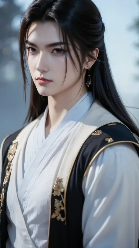 Wang Lam in the picture have a cold demeanor, majestic but also a little lonely. The eyes that show the experience of, resilient and deep inner, that fits the image of a character whose life has undergone many upheavals