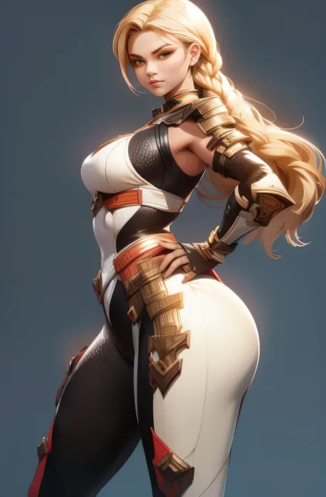 female, solo, young, sexy body, voluptuous figure, tightsuit, blonde hair, decolored blonde hair, magic blades flying around, blade dancer class, beautifull face, long hair, defined body, yellow and bright eyes, thick legs, strong legs, tall, Voluptuous le...