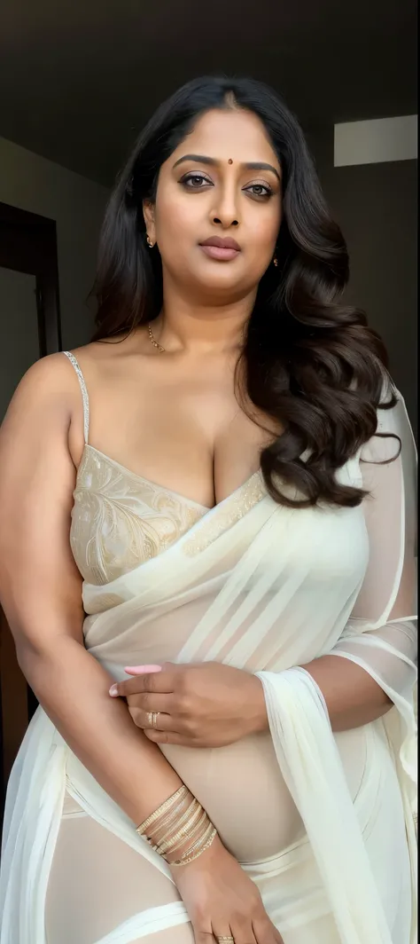 Looks like Anushka Shetty, 65 years old sexy naughty milf aunty, sexy desi amma, heavy thick body, mallu aunty, desi heavy figure aunty, milf mallu aunty, motherly figure, huge Full figured woman, (solo), middle aged woman, Masterpiece, Best quality, high ...