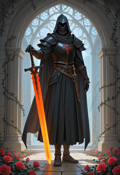 arafed high details, best quality, 16k, (ultra detailed: 1.5), masterpiece, best quality, (extremely detailed), RAW, dnd art, fantasy art, an epic sword with a rose vine entwined on the blade, a magnificent silver shinning sword, with a diamond in the hilt...