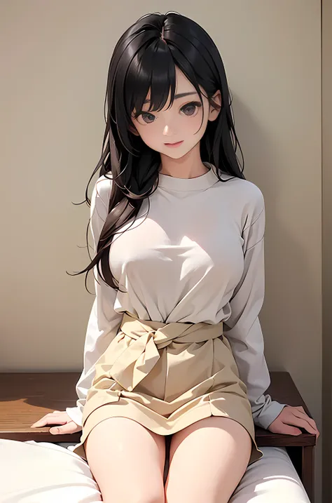 (((  Attention to Details  s,  Attention to Details  、 Masterpiece,  Attention to Details  ))),  Japanese , bedroom、 beautiful high school girl ,  young and cute gravure idol  ,  when to wear long sleeve knits ,   young sensual gravure idol  ,   young grav...