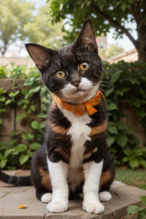 A small cat with soft bright orange fur, with big eyes and curious facial expressions. The cat is sitting with its front legs raised, as if it is playing or wants to play. There is a little fur spilling around its neck, makes a cute and funny impression. I...