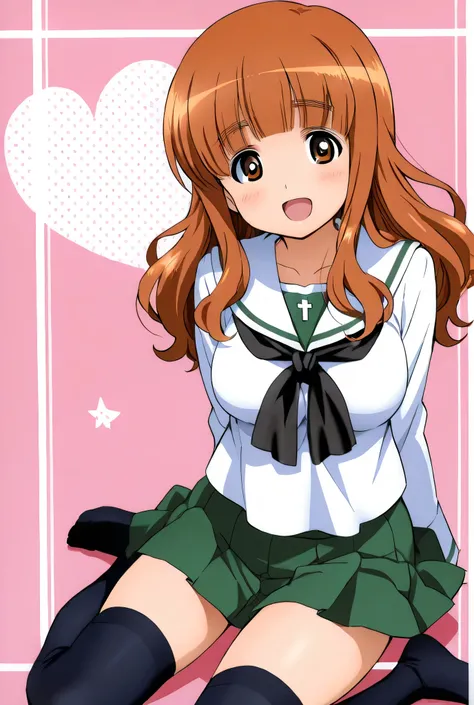 takebe saori,ooarai school uniform,1girl,solo,