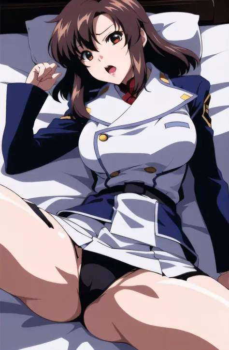  Open your legs and you'll see dark blue panties，Attacked、（bed at a high angle  、    The       black underwear with a garter belt can be seen from the   ）,（Sad Face ）,（           defenseless person trapped in bed                 ）,（  big  sticking out of c...